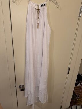 Mlle Gabrielle White Halter Maxi Dress with Tassel Detail